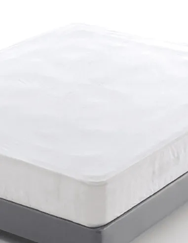 Tencel mattress protector placed on a mattress, fitted