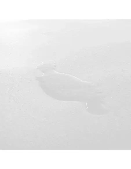 Waterproof mattress protector with a drop of liquid on the surface