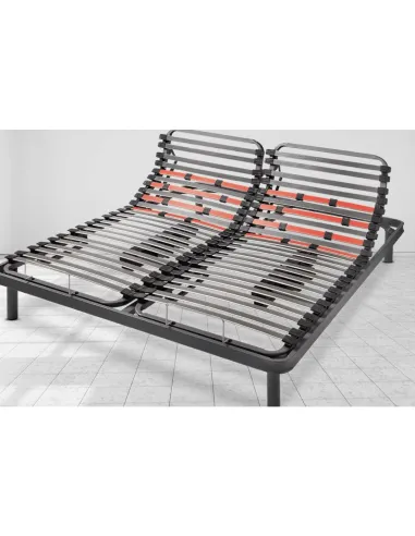 FASTOME duo electric adjustable bed frame with independent adjustment, set in a room with white tiled floor