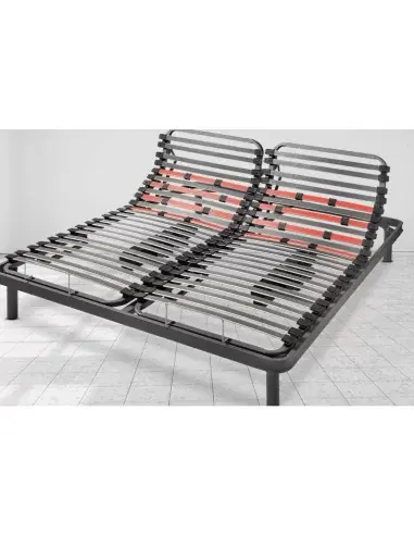 FASTOME duo electric adjustable bed frame with independent adjustment, set in a room with white tiled floor