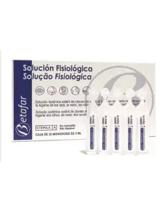 Suero Fisiológico Monodosis Betafar - Solución isotónica para la limpieza nasal y ocular. Caja de 30 monodosis de 5 ml
