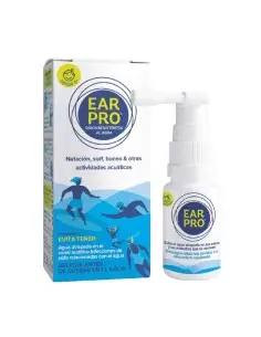 Caja y spray Ear Pro para protección auditiva resistente al agua