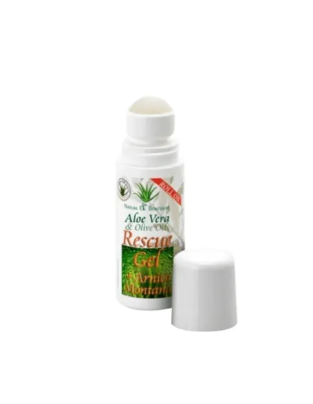 Rescue Gel with arnica, aloe vera, and olive oil, open roll-on