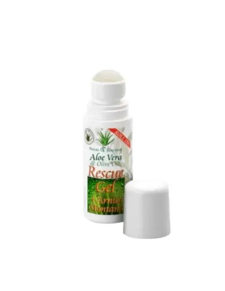 Rescue Gel with arnica, aloe vera, and olive oil, open roll-on