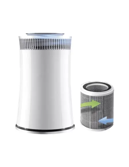 Fresh Life 360 air purifier next to the HEPA filter