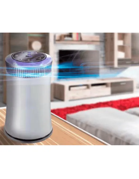 Purificador de ar Fresh Life 360 a funcionar numa sala de estar