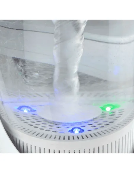Detalle del vórtice de agua en la jarra Fastome con luces LED