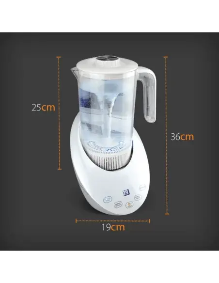 Dimensions of the Fastome hydrogen water jug with a height of 36 cm and a width of 19 cm