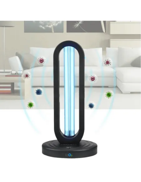 Lámpara UV-C de ozono EnO3 eliminando virus y purificando el aire en un salón
