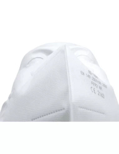 Vista inferior de mascarilla FFP2 NR First Protec con detalles de la estructura Vista inferior de mascarilla FFP2 NR First Protec con detalles de la estructura