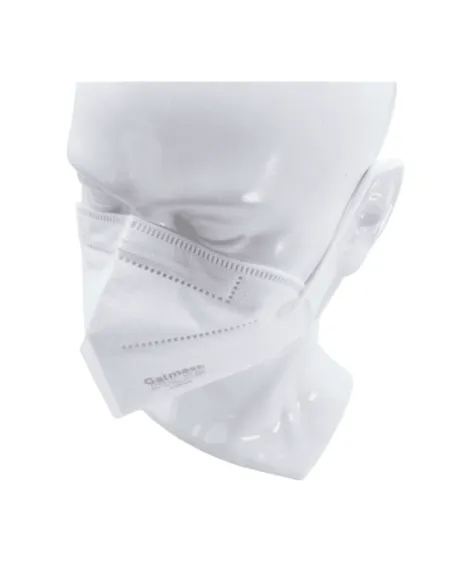 Diagonal view of FFP2 Galmask mask on a mannequin, showing fit and protection