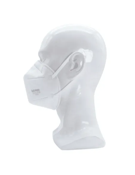 Vista lateral de mascarilla FFP2 Galmask en maniquí blanco
