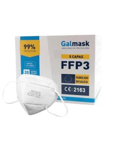 Box of FFP3 Galmask masks, pack of 50 units, 5 layers of protection, manufactured in Europe