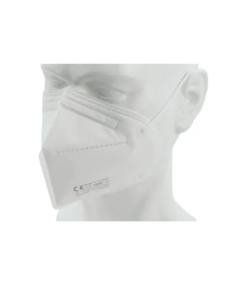 Mascarilla FFP3 Galmask blanca con certificación CE en maniquí
