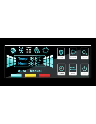 Control panel of the FASTOME ozone purifier with digital display