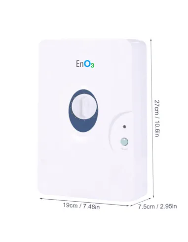 Front view of the EnO3 Manual Domestic Ozone Generator for Air and Water with dimensions