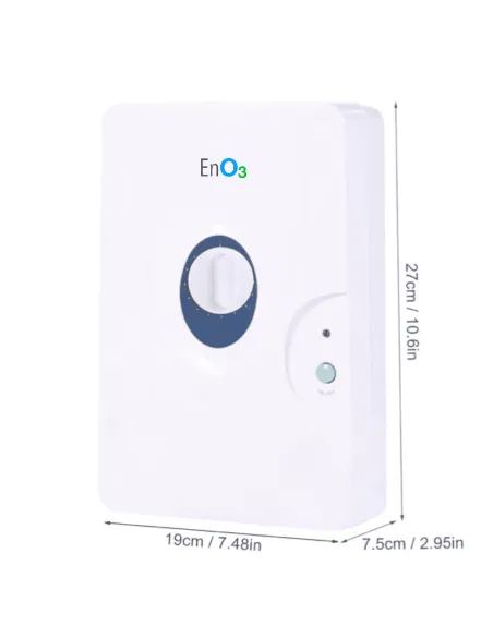 Front view of the EnO3 Manual Domestic Ozone Generator for Air and Water with dimensions
