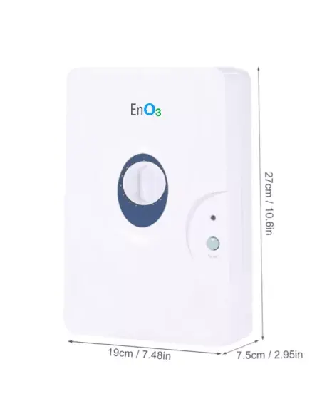 Front view of the EnO3 Manual Domestic Ozone Generator for Air and Water with dimensions