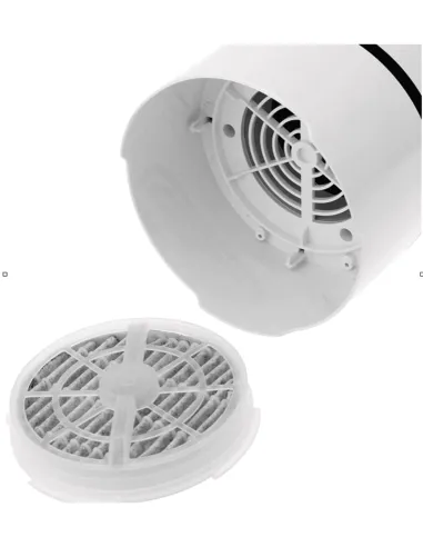 Replacement filter detached from compact air purifier