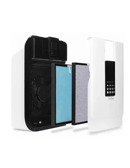 UV air purifier open showing HEPA and active carbon filters