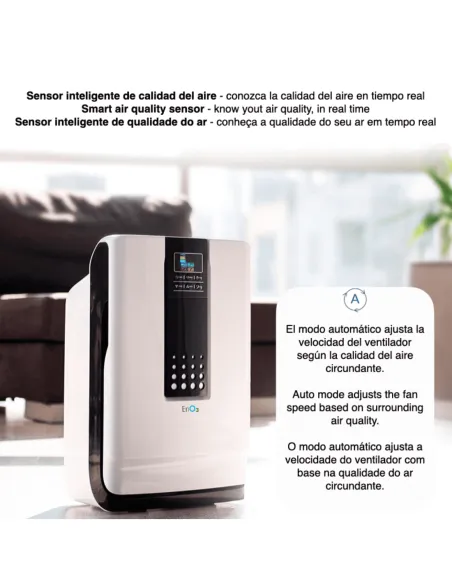 Purificador de aire UV con sensor inteligente de calidad del aire