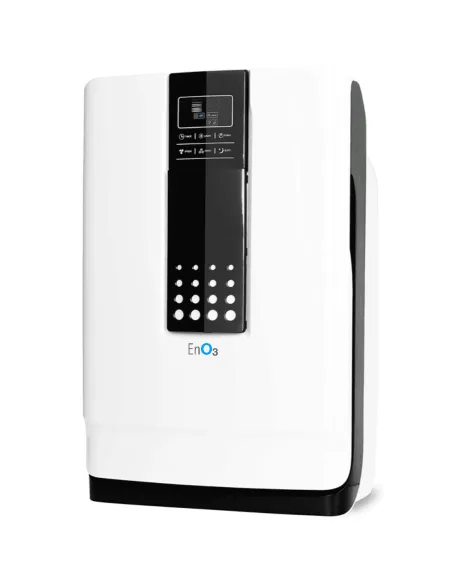 Primer plano del purificador de aire UV modelo EnO3 con pantalla digital