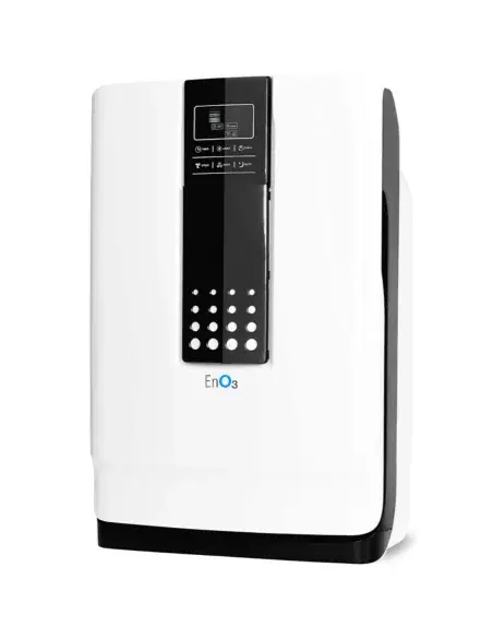 Close-up do purificador de ar UV modelo EnO3 com display digital