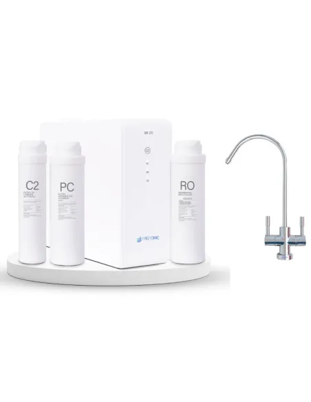 FASTOME 600GPD water purifier with C2, PC, and RO filters, self-cleaning, and automatic flushing