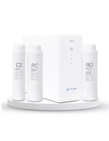 FASTOME 600GPD water purifier with sediment and activated carbon filters, front view