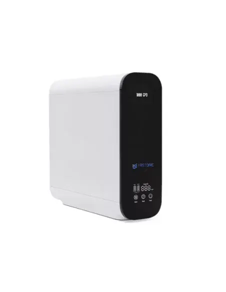 Purificador de agua profesional FASTOME 1000GPD con alcalinizador, anticalcario y vista lateral