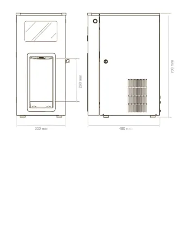 Diagrama de dimensões do dispensador de bebidas FASTOME