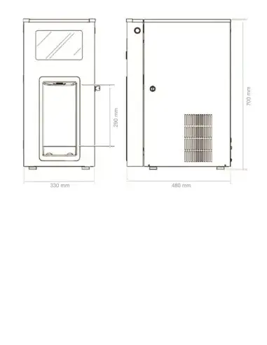 Diagrama de dimensões do dispensador de bebidas FASTOME