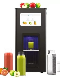 Front view of the FASTOME professional beverage dispenser with an orange juice bottle 2