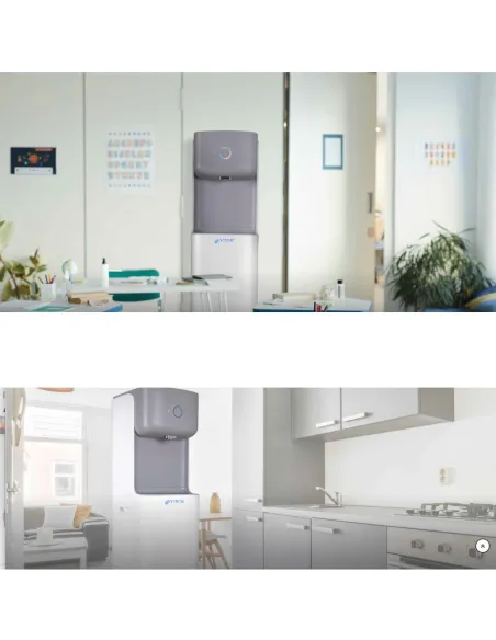 FASTOME Zenith reverse osmosis water dispenser in a school classroom and kitchen, with cold, room temperature, and hot water