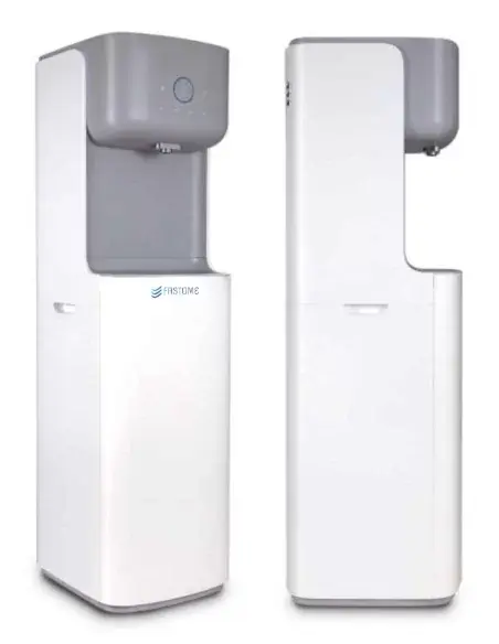 Side and rear view of the FASTOME Zenith reverse osmosis water dispenser with a compact design