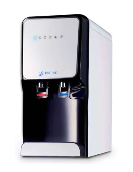 Side view of the FASTOME Boreal countertop water dispenser with reverse osmosis and two taps