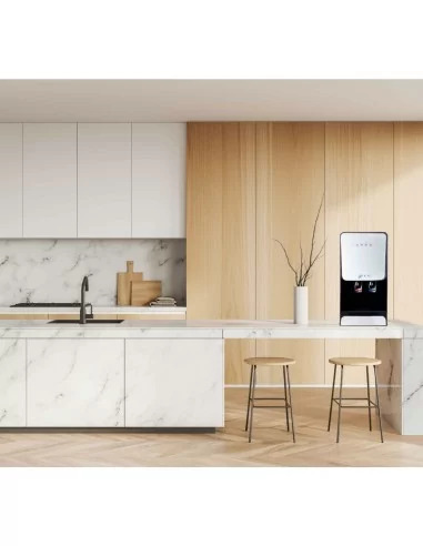 Fonte de água FASTOME Everest com osmose inversa e hidrogénio em cozinha moderna Fonte de água FASTOME Everest com osmose inversa e hidrogénio em cozinha moderna