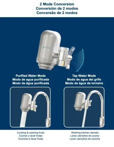 Filtro Fastome con modo purificado y modo agua del grifo