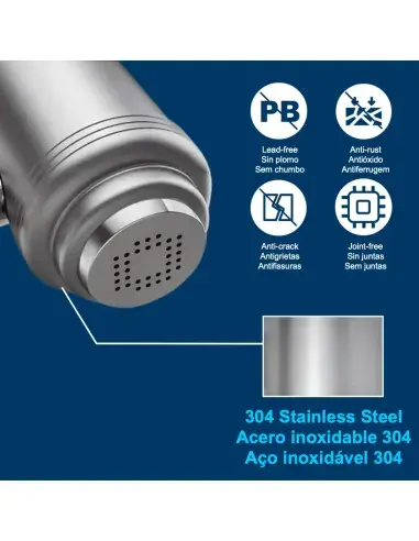 Stainless steel 304 faucet filter, lead-free and seamless