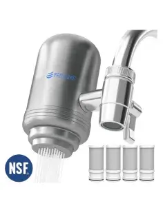 Filtro Fastome inox para torneira com 4 cartuchos de carvão