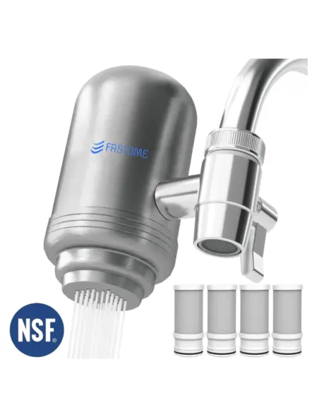 Filtro Fastome inox para torneira com 4 cartuchos de carvão