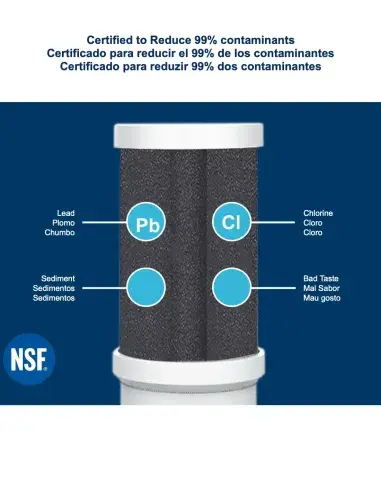Cartucho de carbón activado FASTOME elimina cloro y plomo