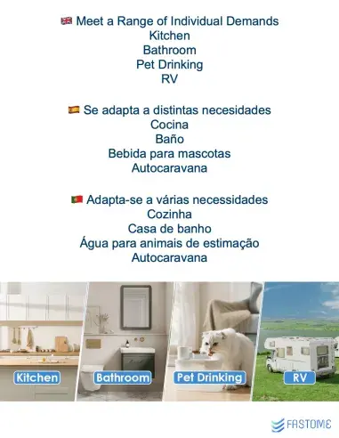 Usos del filtro FASTOME: cocina, baño, mascotas y autocaravana