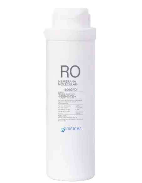 Filtro de osmose Fastome 600 GPD com marca visível e especificações técnicas