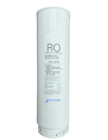 Membrana Fastome 800 GPD con etiqueta frontal detallando especificaciones técnicas