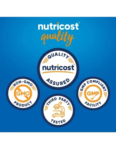 Certificaciones de calidad Nutricost: producto sin GMO, probado por terceros y fabricación GMP